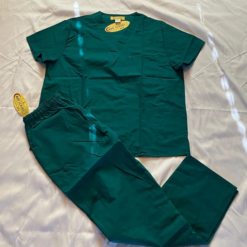 Women's Scrub Top Bundle Blue, Black, Cream With Green Uniform Set - Picture 8 of 11